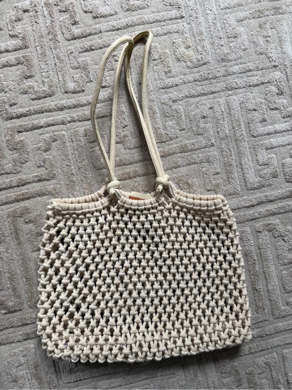 Clare V Cream Macramé Tote Bag - Casual Beach Shoulder Bag